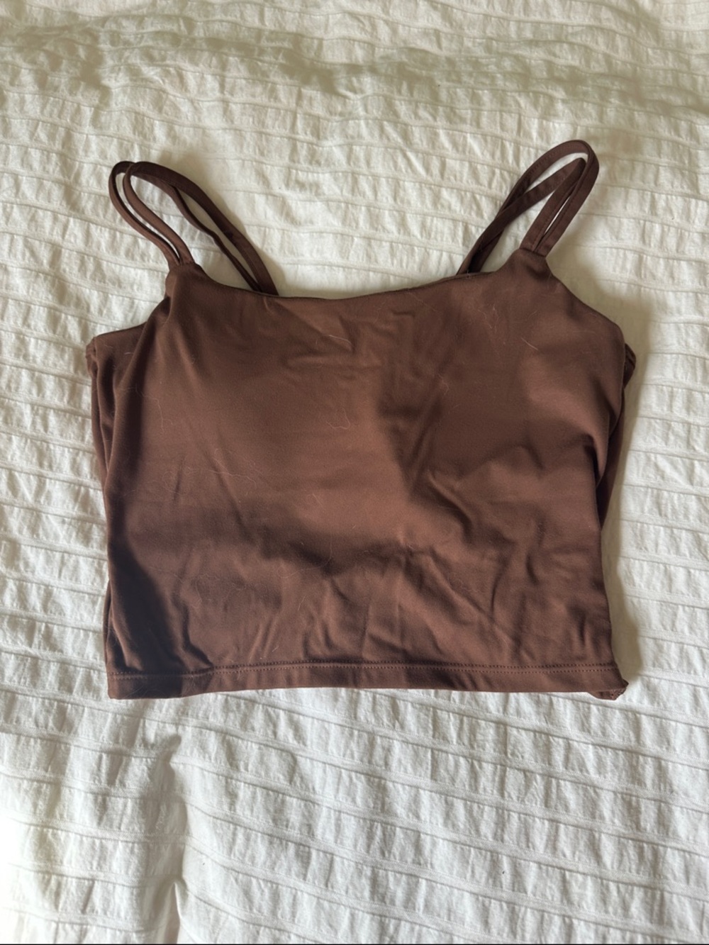 Brown Double-Strap Cropped Tank Top